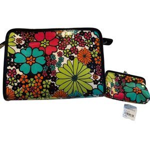 Vintage Nordstrom Cosmetic Bags Vinyl Black 70's Floral Set Lot